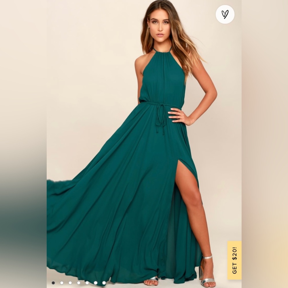 Lulus Essence of Style Teal Green Maxi Dress